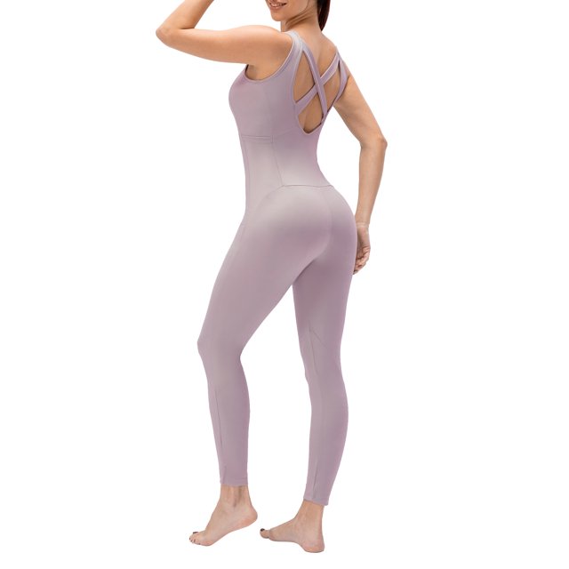 Mono de yoga para mujer con bolsillos Leggings sin mangas con espalda abierta Body de entrenamiento Abanopi Mono