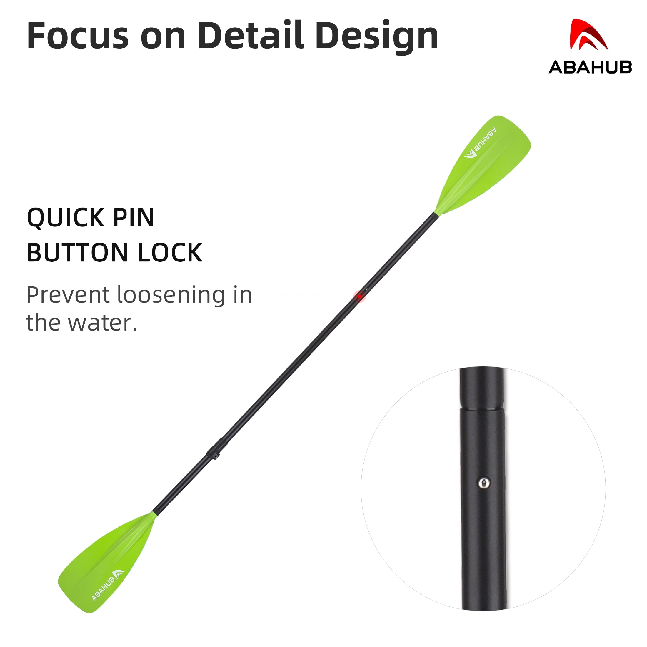 AbahubFit Paddle Oars for SUP and Kayak 2-IN-1, Adjustable Lightweight Paddle (4-Piece), Aluminum Shaft 68-84"(Green)