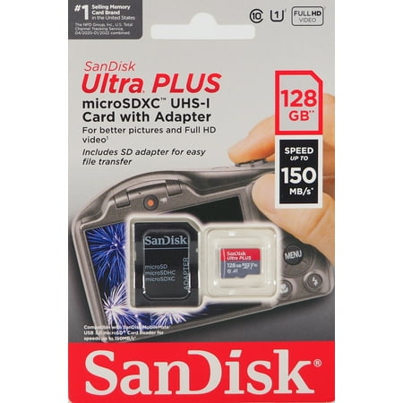 SanDisk - Ultra PLUS 128GB microSDXC UHS-I Memory Card