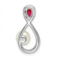 thumbnail image 3 of Auriga Fine Jewelry 14K White Gold Ruby/FWC Pearl/Diamond Infinity Chain Slide Pendant for Women (L-22.1mm, W-11.2mm), 3 of 6