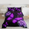 thumbnail image 2 of Homewish Kids Children Flying Butterflies 3 Pieces Queen Comforter Set,Bling Starry Sky Glitter Ultra Soft Bedding Sets,Chic Floral Flowers Rose Bedding Comforter Set Breathable, 2 of 8