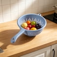 thumbnail image 4 of Strainer Colander With Long Handle Plastic Compact Drain Basket Handheld Food Washing Strainer For Fruits Noodles And Vegetables,Blue - 37.5X9.8Cm, 4 of 4