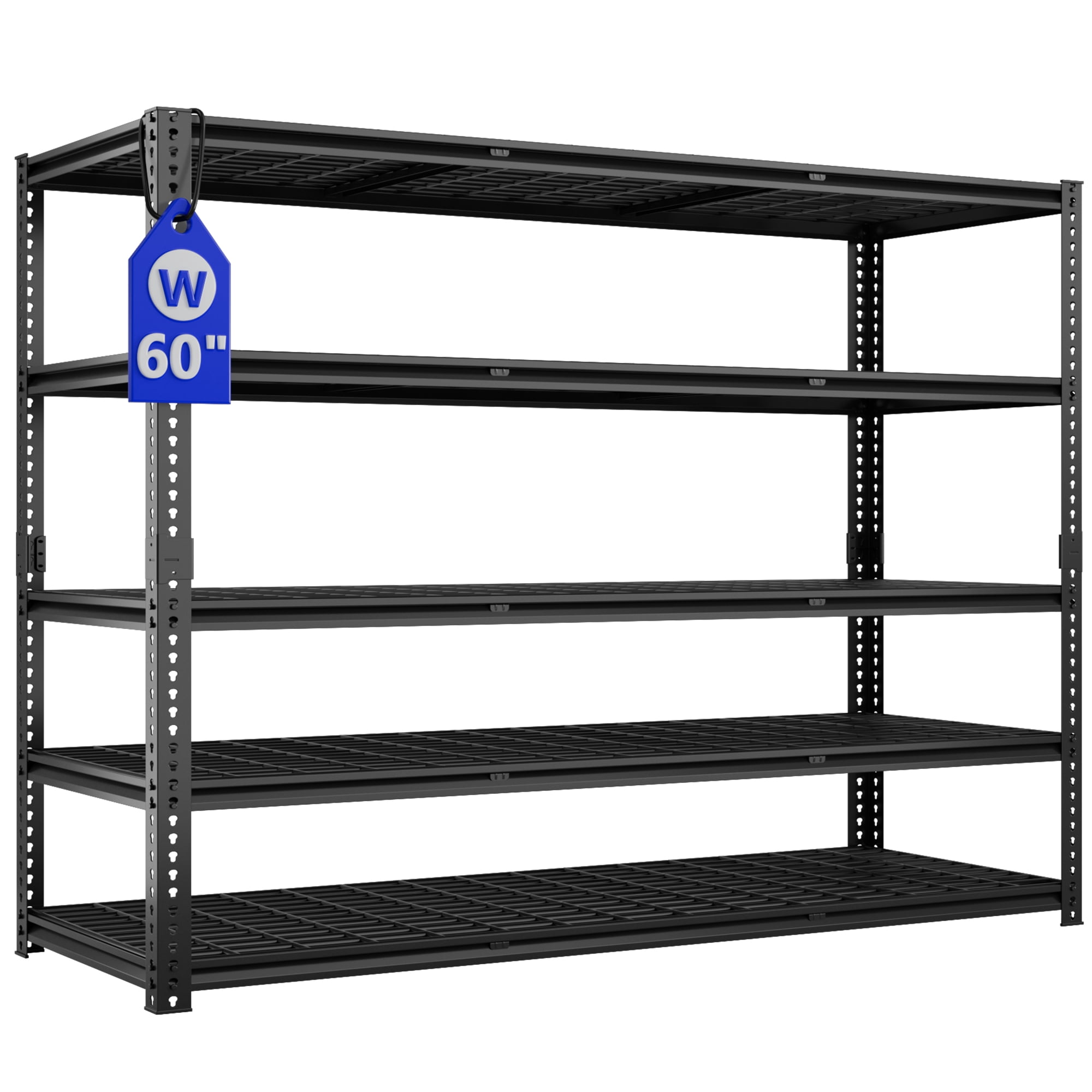 VDEVY 3030LBS Metal Storage Shelves 60"W x 24"D x 72"H Garage Shelving Units Adjustable Storage Rack Heavy Duty Industrial Shelving