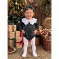thumbnail image 4 of Cjfdfy Newborn Baby Girl Christmas Romper Plaid Print Long Sleeve Ruffle Lace Collar Romper With Headband Infant Cute My First Christmas Fall Winter Outfits 0-18M, 4 of 10