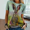 thumbnail image 3 of HTNBO Easter Day T Shirts for Women Funny Casual Summer Rabbit Printed Graphic Short Sleeve Tees Green XXL, 3 of 8