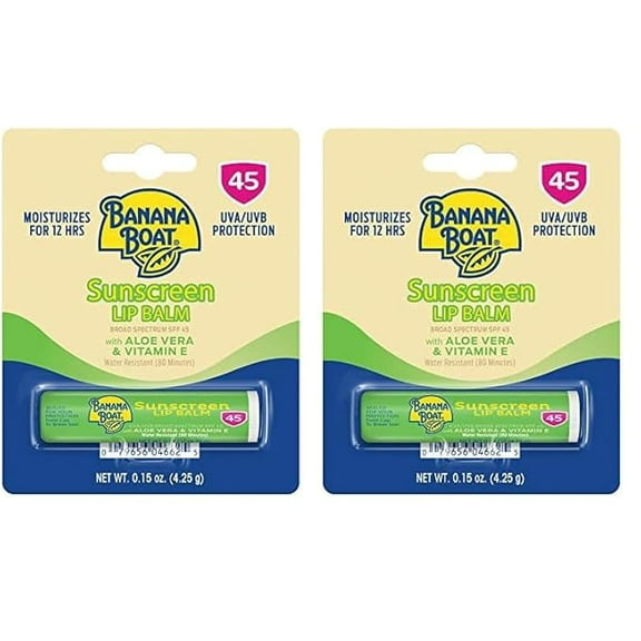 Banana Boat Sunscreen Lip Balm SPF 45 with Aloe Vera & Vitamin E, 0.15oz | Lip SPF, Aloe Vera Lip Balm with SPF, Vitamin E Lip Balm, Moisturizing Lip Balm, Lip Sunblock, Travel Sunscreen, 0.15oz