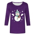 thumbnail image 4 of Cadancy Women's 3/4 Sleeve Tops Christmas Snowman Vintage Holiday Shirts Plus Size Dressy Party Winter Shirt Crewneck Xmas Funny Casual Loose Blouses, 4 of 5