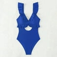 thumbnail image 7 of WAYUTE One Piece Swimsuit Women Swimsuit for Ruffle Bathing Suit V Neck Ruched Swim Suit Cutout Swimwear, 7 of 7