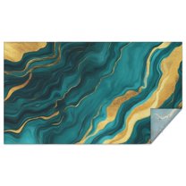 Teal and Gold Marble Wavy Veins Pattern Rectangle Tablecloth 60"x102",Waterproof Polyester Rectangle Table Cloth, Wipeable Spillproof Polyester Tablecloth for Dining, Camping, Indoor and Outdoor