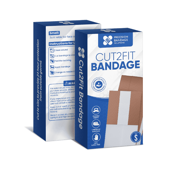 Cut2fit Bandages - Adhesive Bandage for Wound Care, Long Lasting & Breathable - Custom Size for Minor Cuts and Scrapes, 1 Meter Long (Small)