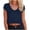 Navy, variant on Women Cropped V Neck Short Sleeve Tops Loose Casual Basic Tee Trendy Blouses