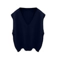 thumbnail image 4 of Sweater Vest Women Lightweight Sleeveless V Neck Sweaters Relaxed Fit Knitted Pull Over Sweater Vest Tops,Navy L, 4 of 5