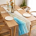 thumbnail image 3 of Table Runner 72 Inches Long for Kitchen Dining, Blue Gradient Beach Dresser Scarf Farmhouse, Dining Table Decorations for Wedding/Parties, Watercolor Coastal Seaside Waves Ombre 16 x 72 In, 3 of 8