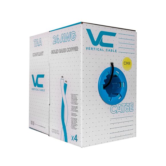 Vertical Cable Cat5e, 350 MHz, UTP, 24AWG, 8C Solid Bare Copper, 1000ft, Bulk Ethernet Cable - 151 Series, Black