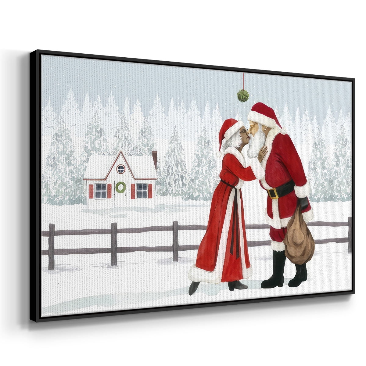 Christmas Love Collection A - Framed Gallery Wrapped Holiday Canvas - 25 x 37 - Black Frame