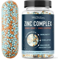 Zinc Microbeadlets with Copper for Immune & Acne Support | Chelated Zinc Supplement 30mg | 60 Ct