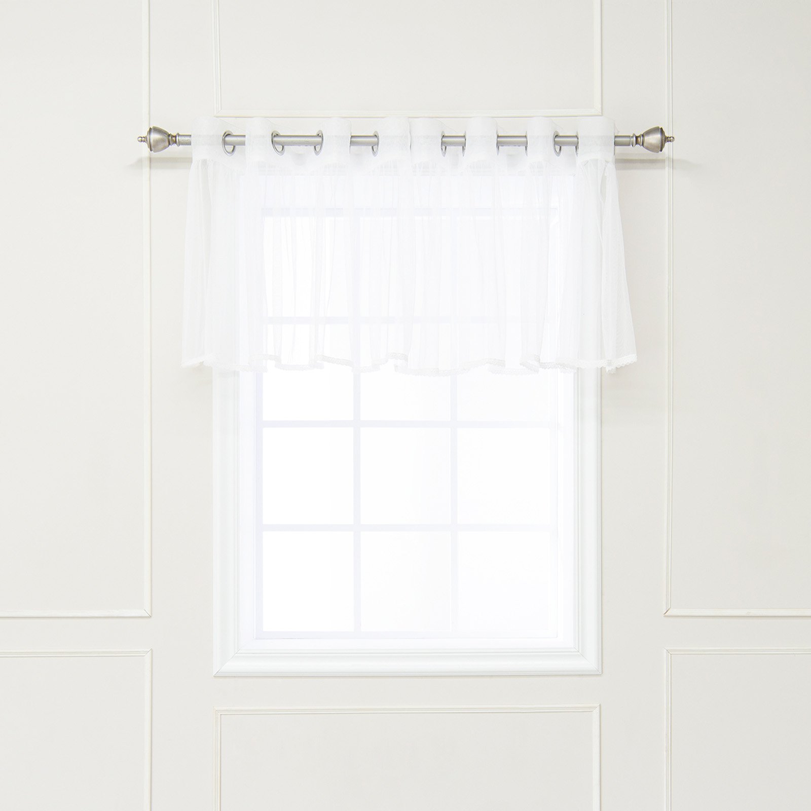 Best Home Fashion Lace Trim Sheer Grommet Curtain Valance