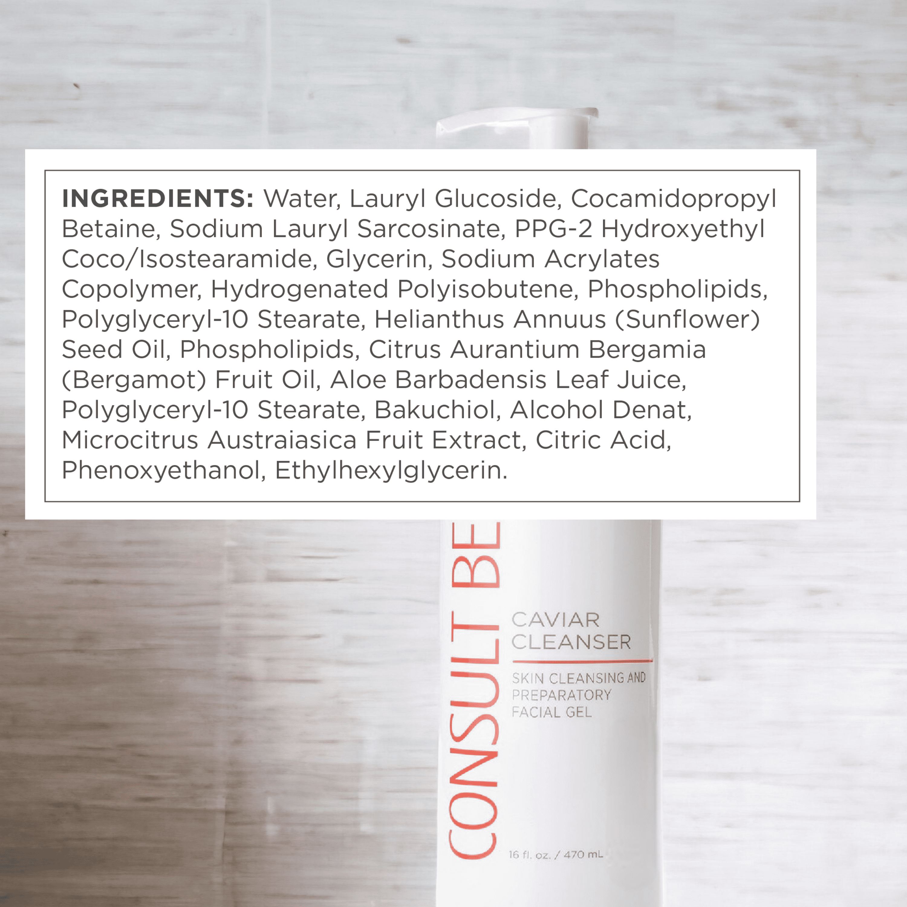 Consult Beaute Caviar Facial Cleanser, Gentle Gel-to-Foam Wash, 16 Fl Oz