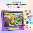 thumbnail image 3 of Tableta con Pantalla Ips HD de 10inch Kids Tablet Android 15,1280x800 con Funda EVA,12GB (3g+9g) RAM+64GB Rom,Quad-Core, Wi-Fi6,6000mAh,App de Control Parental Certificada por Google - Purple, 3 of 10