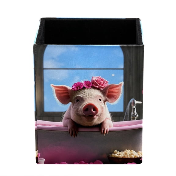 ERJLKXP Small Pen & Pencil Holder for Desk Organization,Funny Cute Pig Pink Desktop Stationery Storage for Office Supplies and Makeup Brush Organizer