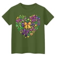 thumbnail image 3 of CCRFTGI Mardi Gras Shirt for Kids Girls 10-12 Cute Coquette Bow Heart T Shirts Fashion Beads Tee Holiday Crew Neck Gift T-Shirt Dark Green 12-13 Years, 3 of 3