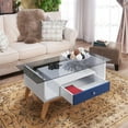 thumbnail image 3 of Allora Mid-Century Glass Coffee Table in Navy, 3 of 4
