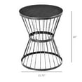 Black 16 in. Metal Outdoor Side Table with Hourglass Design