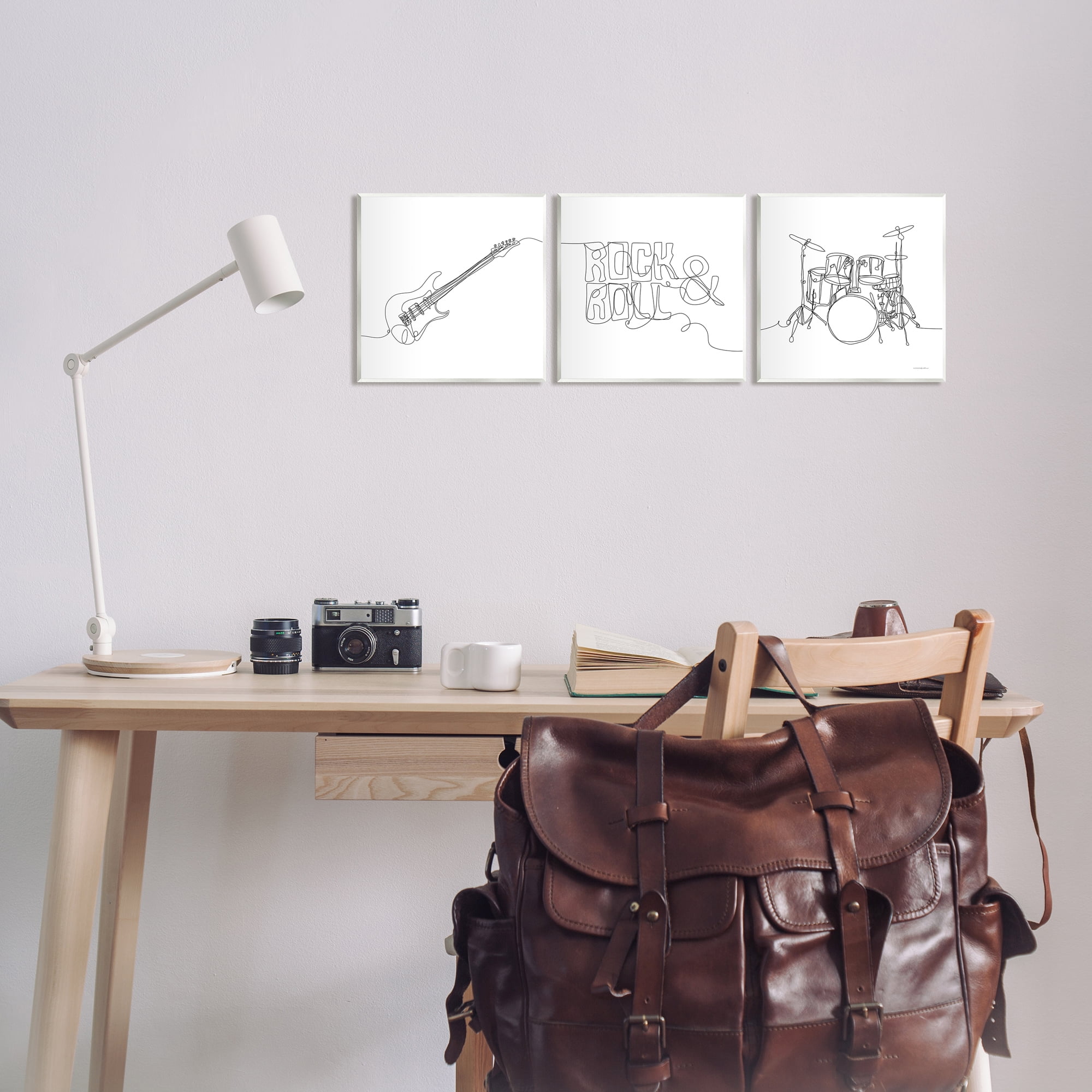 Stupell Rock & Roll Musical Instrument Doodles Beauty & Fashion Painting Wall Plaque Unframed Art Print Wall Art, Set of 3