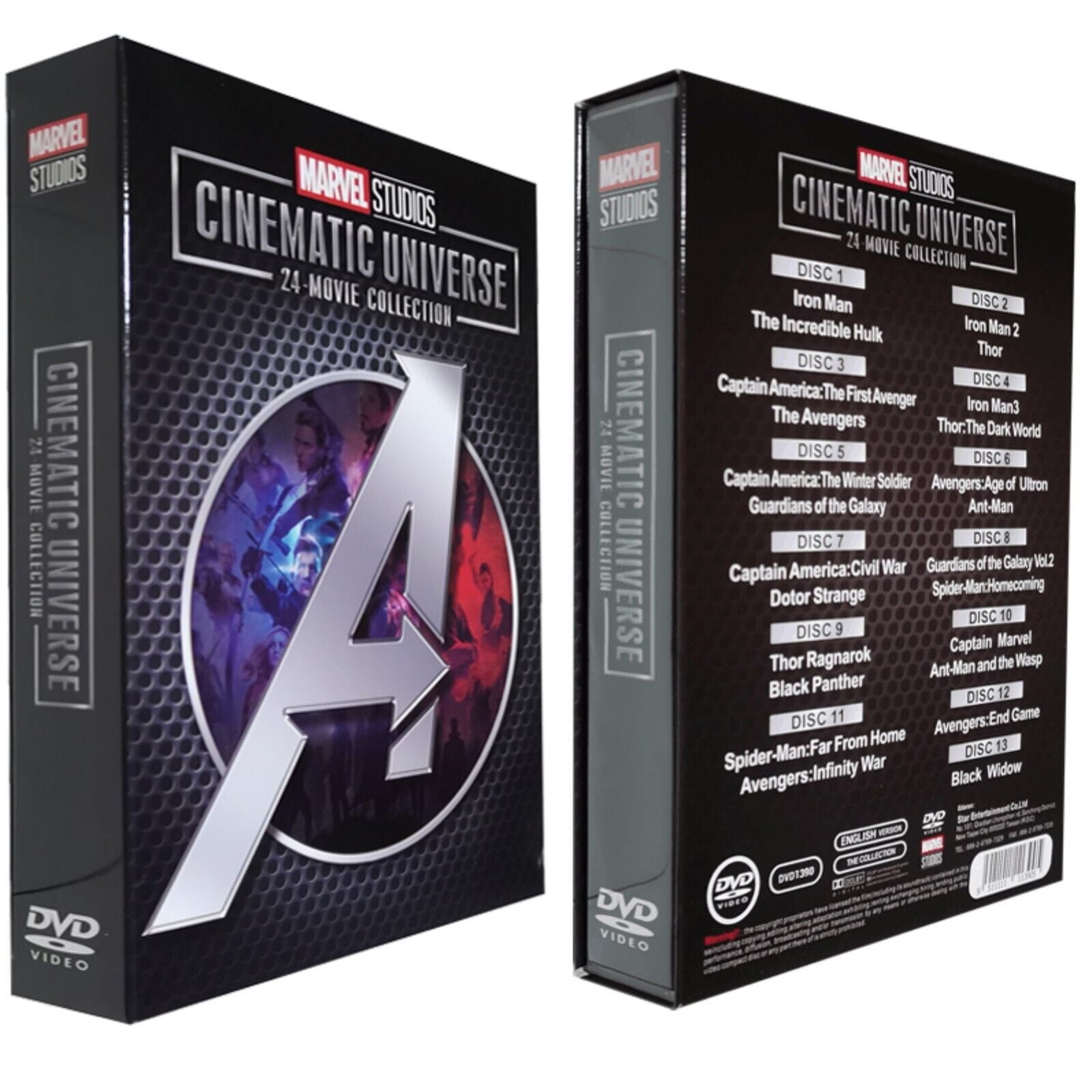 MARVEL マーベル MCU DC 24枚 セット DVD Blu-ray Marvel Studios Cinematic Universe 24 Movie Collection (DVD