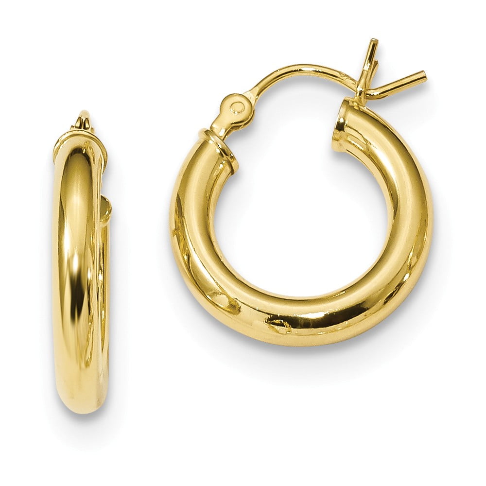 FB Jewels Solid Sterling Silver Gold-Tone Polished Hoop Earrings