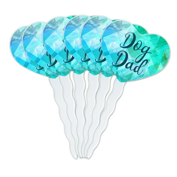 Dog Dad Heart Love Cupcake Picks Toppers Decoration Set of 6