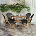 thumbnail image 3 of Flash Furniture Indoor/Outdoor Commercial French Bistro 31.5" Table, Black Textilene, Glass Top with 4 Stack Chairs - Natural Frame, 3 of 10