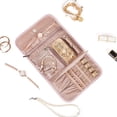 thumbnail image 2 of BELALIFE Organizador de Joyas de Viaje, Rollo de Almacenamiento Plegable para Pendientes, Collares, Anillos, Pulseras, Broches, Rosa, 2 of 5