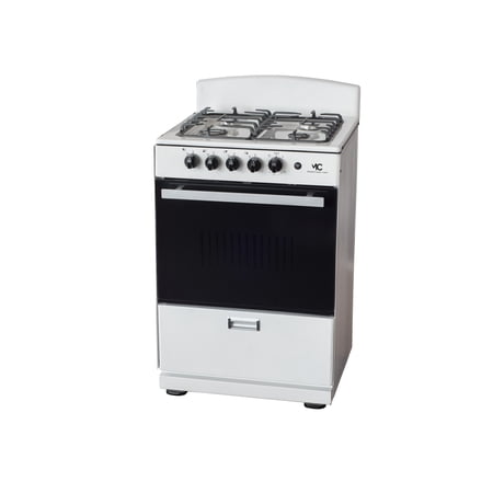 Magnificent Chef- Free Delivery - 24" White Gas Stove with 3.0 CFT Oven Capacity -Sealed Burners, 1 Ultra-Fast, 3 Fast – Easy to Clean, Iron Grates, Cool Knobs 2-year Warranty.