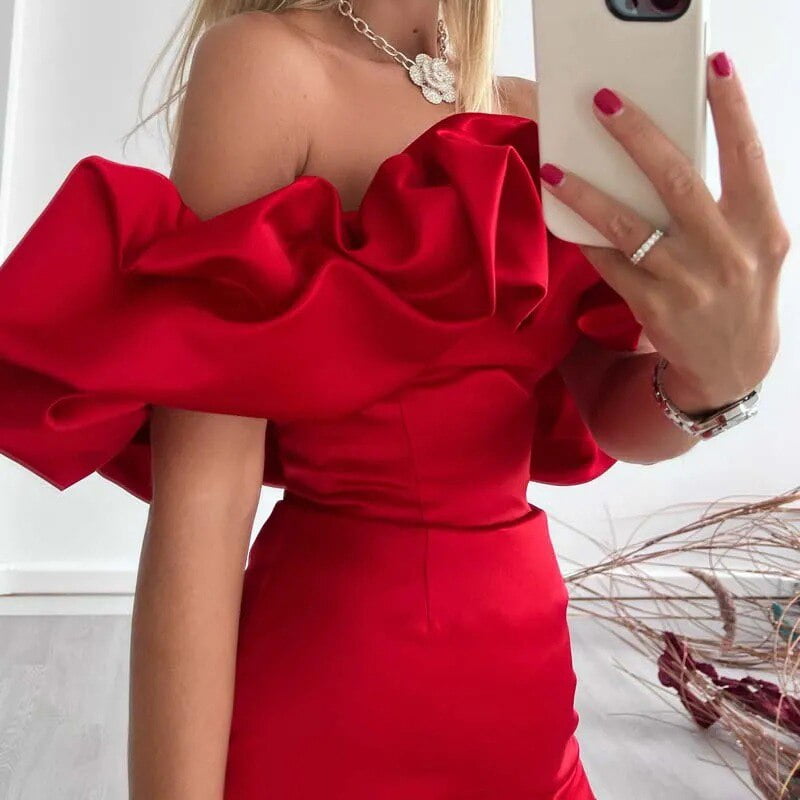 Robe de soiree elegante pour femmes robe de cocktail ronde sexy sans bretelles mode creux fibre coupe couvertes mini 2023 Walmart