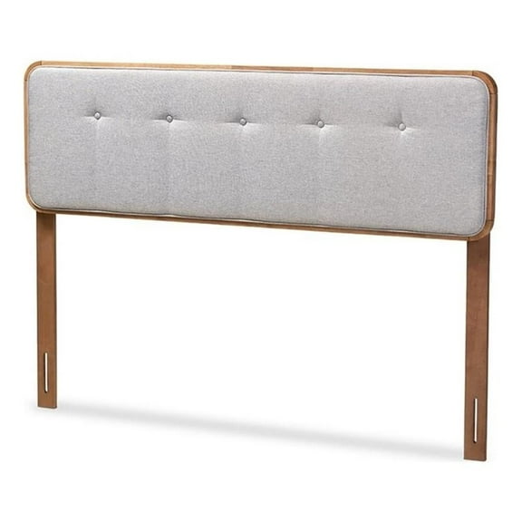 Bowery Hill Mid-Century Wood Tufted Queen Headboard in Light Gray