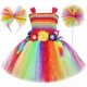 thumbnail image 4 of Vestido de tutú de hada arcoíris para niñas, ropa de fiesta de cumpleaños, vestido de princesa elegante con purpurina para niñas, disfraz de hada de duendecillo para Halloween para niños, 4 of 5