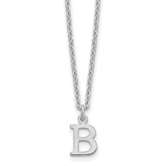 Sterling Silver Rhodium-plated Cutout Letter B Initial Necklace
