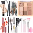 thumbnail image 1 of YBUETE Juego de maquillaje para mujeres, niñas y adolescentes, juego de regalo que incluye 9 colores de sombra de ojos, base en barra, lápiz de cejas, delineador de ojos, máscara, brillo de labios, 5, 1 of 5