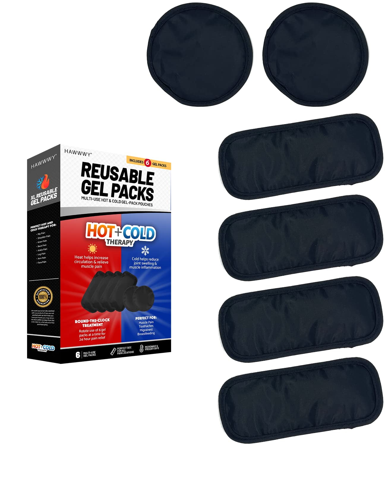 Hawwwy Universal Gel Hot Cold Gel Packs Ice Packs Heat Pads Perfect for