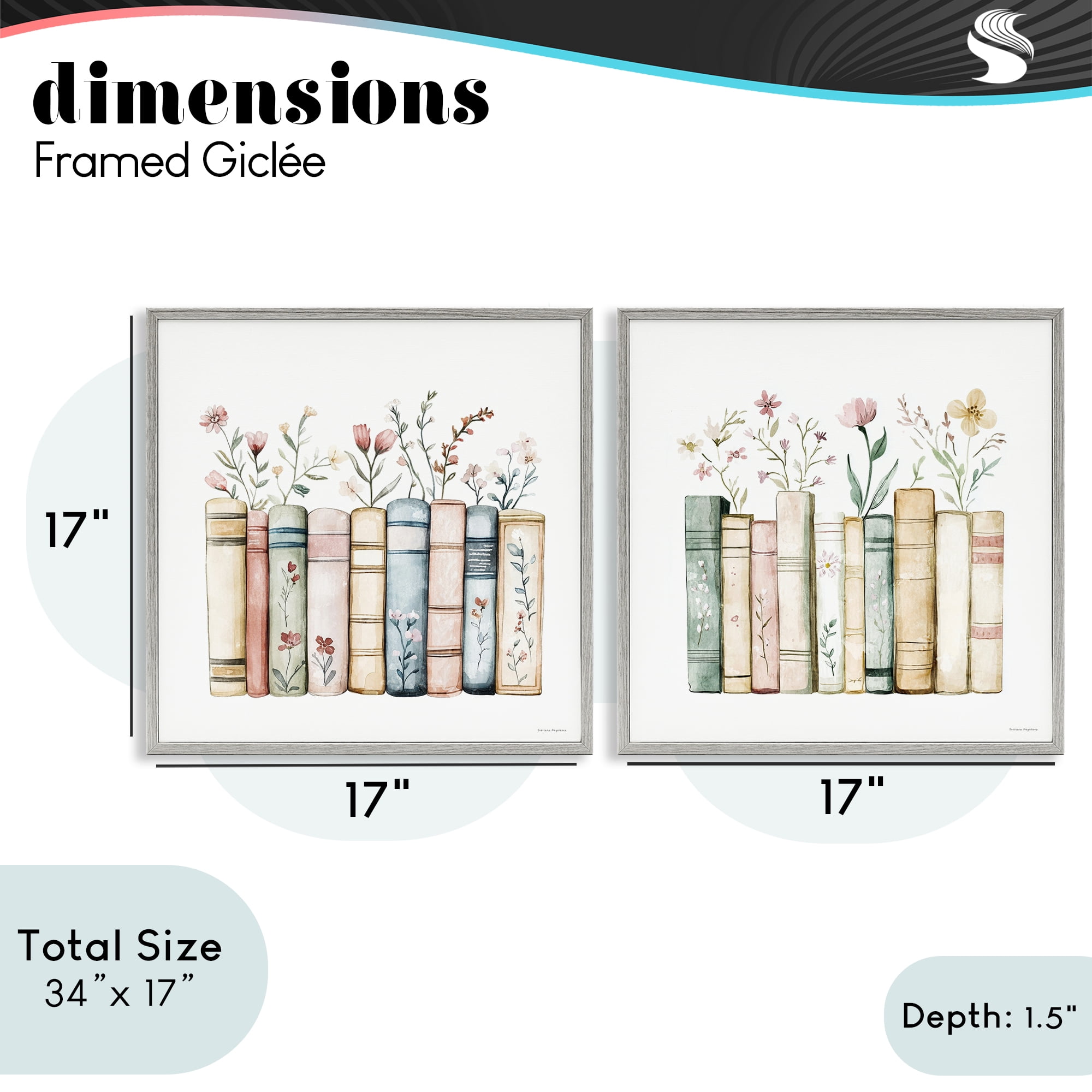 Stupell Industries Floral Stories & Blossoms 2 Piece Gray Framed Giclee Art Set, design by Svetlana Aleynikova