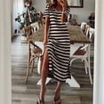 thumbnail image 5 of ClodeEU Women's Striped V Neck Short Sleeve Side Split Midi Dress,Soft Knit Casual Summer Dress White,Women's Plus XXXL, 5 of 6