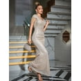 thumbnail image 5 of Women 1920s Plus Size Formal Dress Tassels Sleeve Sequins Gatsby Maxi Evening Gown, 5 of 7