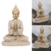 Tebru Home Ornament, Home Decoration,Meditating Seated Buddha Statue Carving Figurine Craft for Home Decoration Ornament