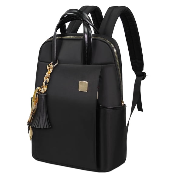 Mochila Kamlui para portátil para mujer de 15,6 pulgadas, delgada, de nailon negro