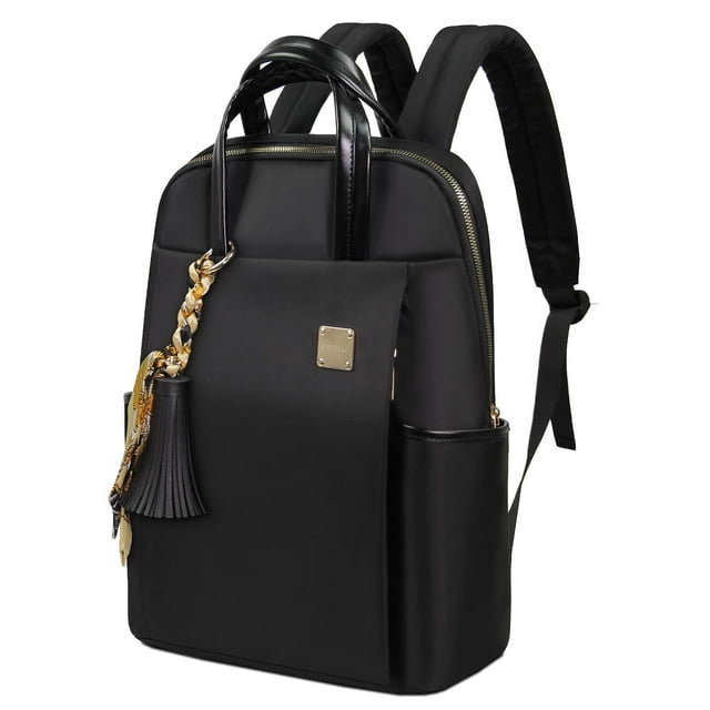 Mochila Kamlui para portátil para mujer de 15,6 pulgadas, delgada, de nailon negro
