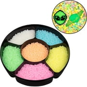 9,000 Glow in The Dark Fuse Beads Set (6 Unique Colors) in Case and Separated - Works with Perler Beads, Pixel Art Project
