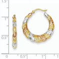 thumbnail image 2 of Primal Gold 14 Karat Yellow Gold and White and Rose Rhodium Hollow Scalloped Hoop Earrings, 2 of 4