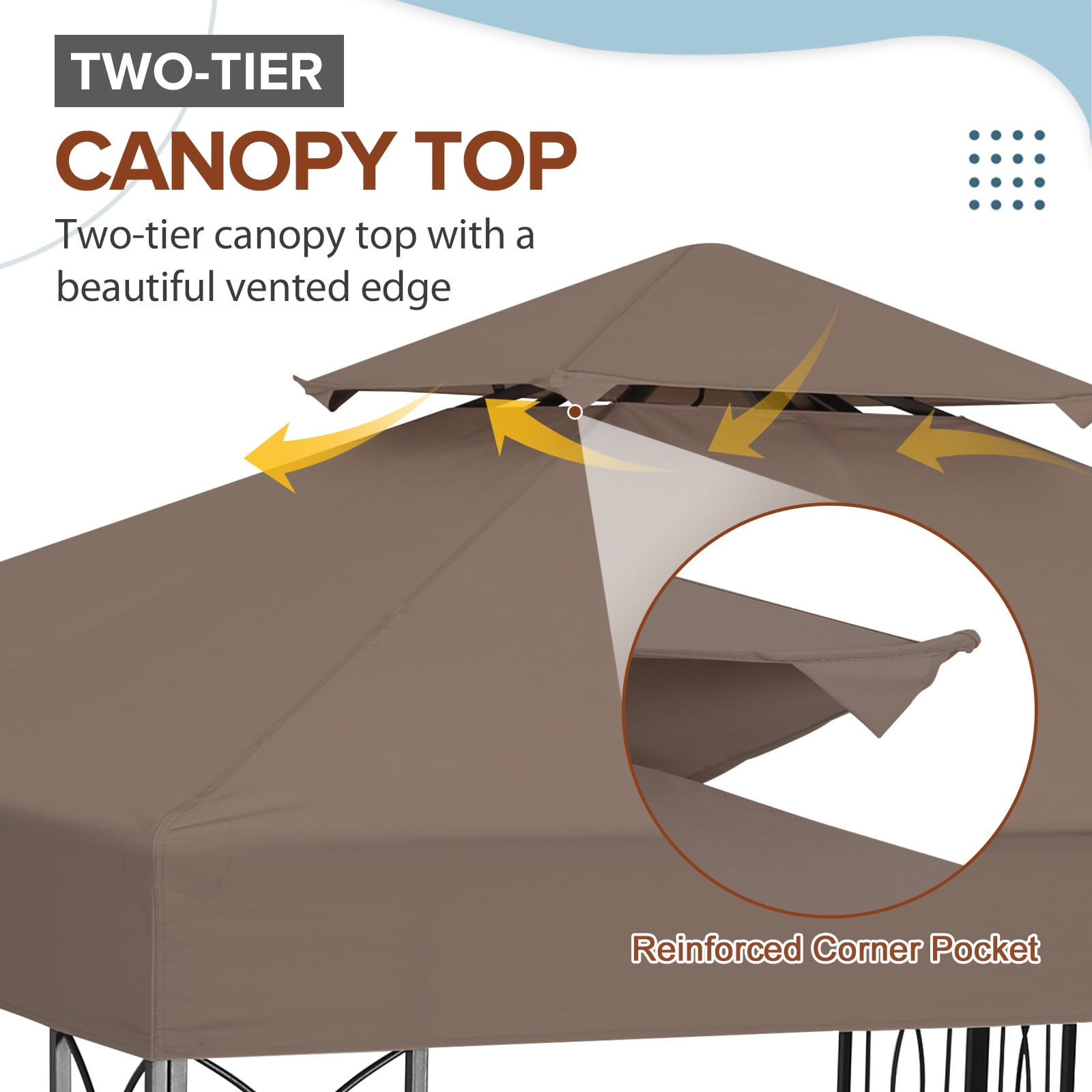 EAGLE PEAK 8 ft. x 8 ft. Outdoor Patio Gazebo with Double Roof,Brown