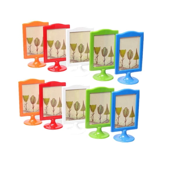 Leoyoubei 10 Pack 4x6 Double Sided Picture Frame Bulk,Self Standing Photo Frame, Vertical Stand Frame Sign Display Holder with Inserts and Base,Menu Holders,Price Tag,Culture Card (Assorted Colors)